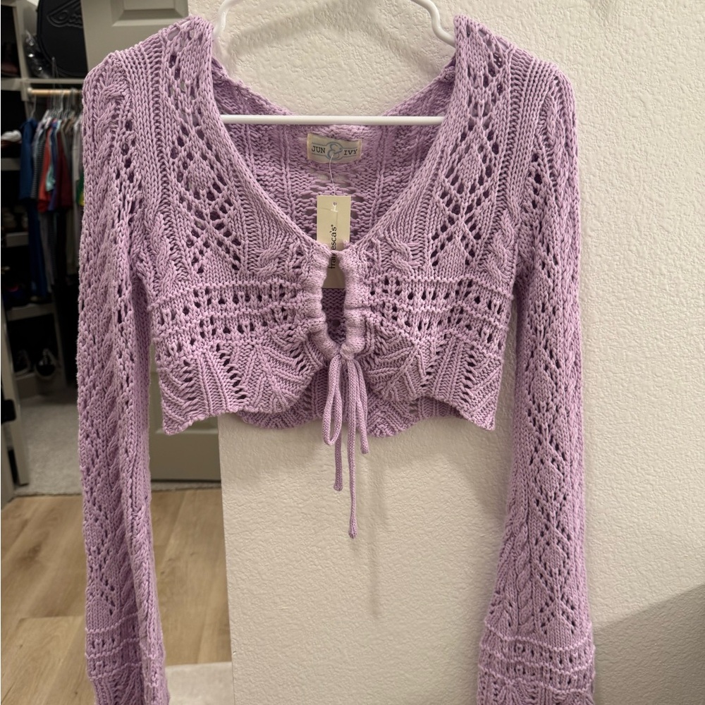 NET Francesca's Collections Purple Knit Crop Top